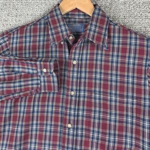 Vintage Sir Pendleton Men Plaid Button Down Shirt 100% Virgin Wool Long Sleeve S